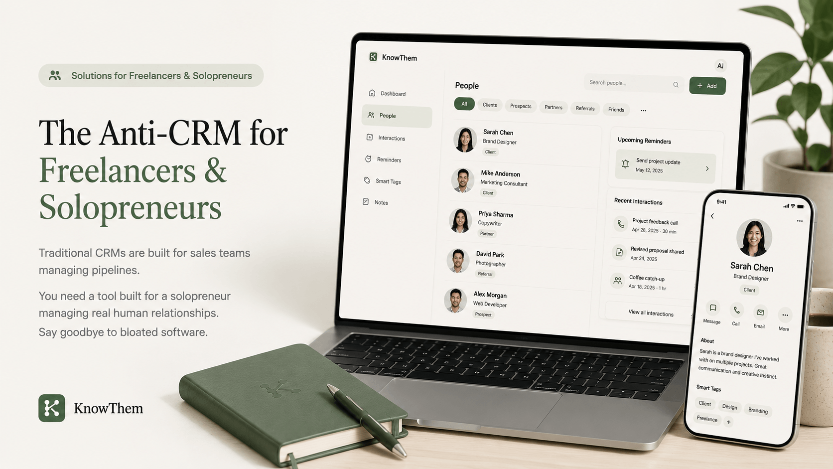KnowThem PRM for freelancers to nurture client relationships